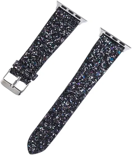 Miniatura 2 de Bling Band Compatible with Apple Watch Bands 38mm 40mm 41mm 42mm 44mm 45mm 46mm 49mm Ultra 3/2/1, Glitter Sparkle Leather Strap For iWatch Band