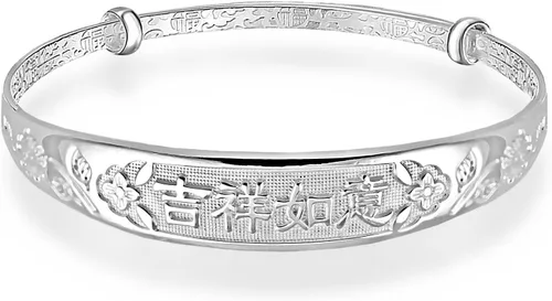 Miniatura 2 de Pulseras de plata esterlina 999 ajustables estilo chino pulseras de la suerte (20G), Plata Esterlina