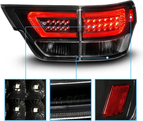 Miniatura 3 de AmeriLite Juego de luces traseras de repuesto para Jeep Grand Cherokee WK2 2011-2013, color negro, lado del pasajero y del conductor