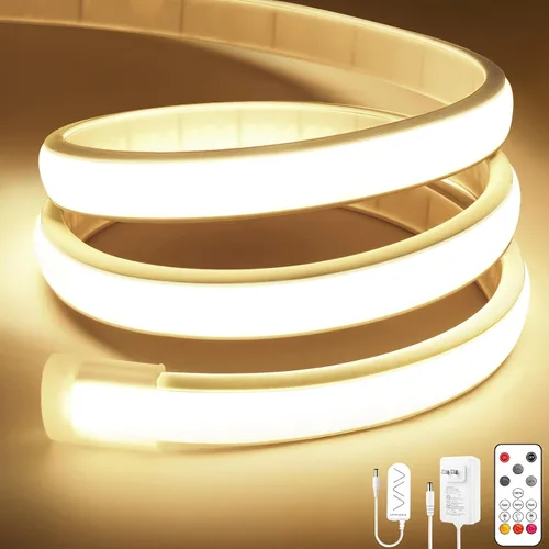 Lamomo COB - Tira de luces LED, 9.84 pies, color blanco natural, regulable, autoadhesiva, con control remoto, flexible, cortable, impermeable, 4000