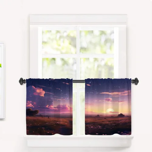 Miniatura 110 de Cortinas opacas de poliéster multicapa para cafetería, con diseño de diamantes, 2 unidades, 26 x 24 pulgadas