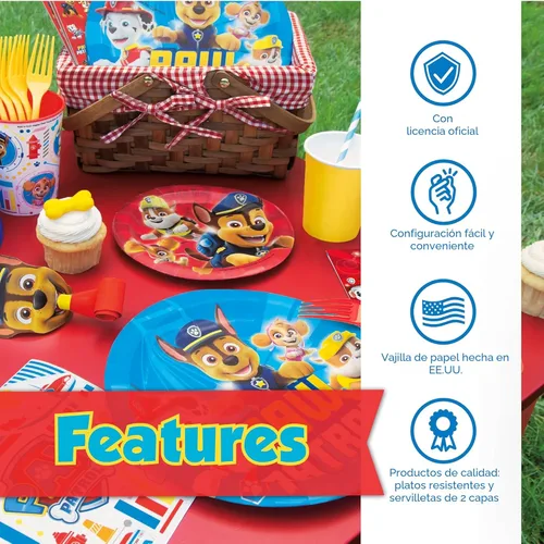 Miniatura 3 de Decoraciones de Cumpleaños Únicas de Patrulla Canina Suministros de Fiesta de Patrulla Canina Con Mantel de Patrulla Canina, Platos de Patrulla