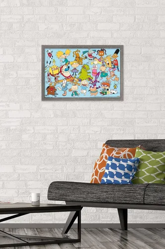 Miniatura 2 de Trends International Póster de pared de personajes de Nickelodeon, 14.725 x 22.375 pulgadas, versión enmarcada de madera de granero