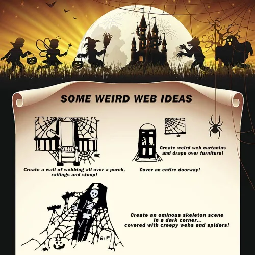 Miniatura 7 de 1000 pies cuadrados de telarañas de Halloween, decoración con 30 arañas falsas, telarañas superelásticas para suministros de fiesta de Halloween