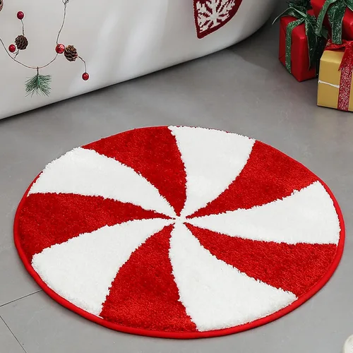 Miniatura 12 de YRXRUS Alfombra de baño de copos de nieve, decoraciones navideñas, tapete con forma de nieve verde y blanca, sala de estar, dormitorio, cocina