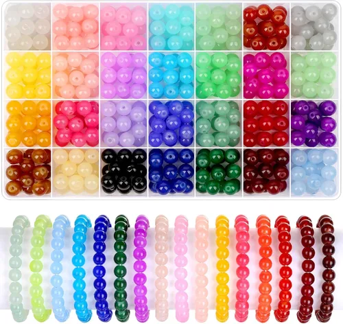 Miniatura 8 de shynek Kit de fabricación de pulseras de 753 cuentas de vidrio, cuentas de vidrio de 24 colores para hacer joyas con cuentas espaciadoras, cuentas