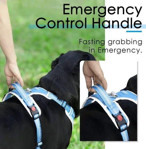 Miniatura 4 de ThinkPet Arnés deportivo transpirable, antitirones para perro, con asa, arnés reflectante y ajustable para perros medianos o grandes, clip trasero
