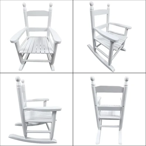 Miniatura 9 de Mecedoras para niños, mecedoras clásicas de madera para niños y niñas, mecedora para interiores y exteriores, para salas de sol, porches, salas