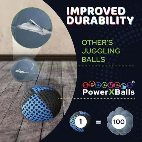 Miniatura 3 de Pelotas para malabarismo Speevers, 3 pelotas para principiantes y profesionales, 14 colores disponibles, 2 capas de red y funda de transporte