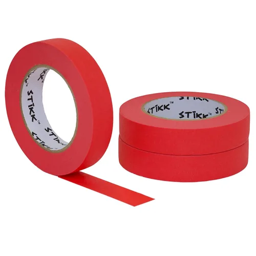 Miniatura 9 de STIKK Cinta para pintores – 10 unidades de cinta de pintor roja – 1 pulgada x 60 yardas – Cinta de pintura para pintura, bordes, recortes, techos