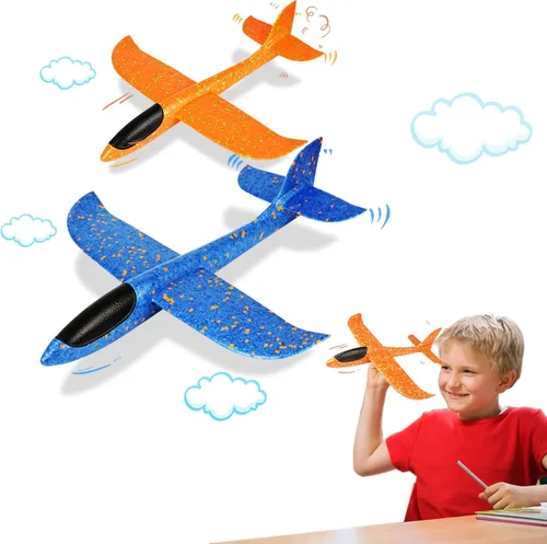 Miniatura 10 de VCOSTORE Paquete de 2 aviones de espuma de catapulta para niños, aviones planeadores de espuma de 13.3 pulgadas, aviones de espuma de poliestireno
