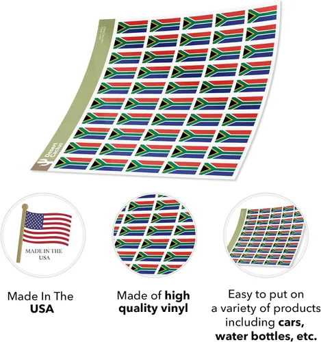 Miniatura 3 de Desert Cactus Adhesivo de bandera de Sudáfrica con diseño de país, hojas rectangulares de 1 pulgada, 50 piezas en total, con logotipo de niños