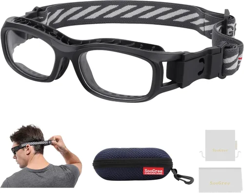 Miniatura 14 de SooGree Gafas deportivas para niños, gafas protectoras, gafas de seguridad ocular, reemplazables a lentes graduadas de 8 a 16 años Marco negro rojo
