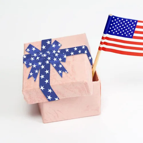 Miniatura 4 de ALIBBON Cinta patriótica de 12 yardas de 3/8 pulgadas, cintas del 4 de julio para manualidades, decoración del día de la independencia, cintas