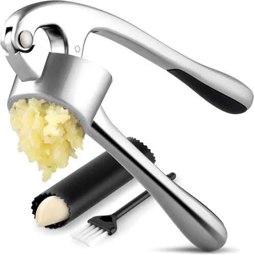 Miniatura 16 de Zulay Kitchen - Juego grande de prensa de ajo, cuenco más grande, acero inoxidable, a prueba de óxido, para lavavajillas, pica y exprime, limpieza
