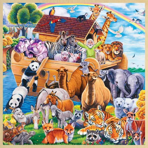 Miniatura 2 de Masterpieces Rompecabezas de 48 piezas de hechos divertidos para niños, rompecabezas de madera del arca de Noé, 12 x 12 pulgadas