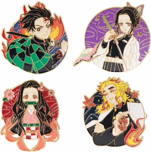 Kimetsu No Yaiba Tanjiro - Broches de personajes de anime Nezuko Rengoku, regalos de cosplay para niños, niñas, adolescentes, mujeres y hombres,
