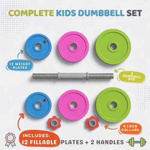 Miniatura 6 de Juego de Pesas de Mancuernas de Entrenamiento para Niños - Equipo de Gimnasio de Juguete para Niños Pequeños para Juego de Simulación