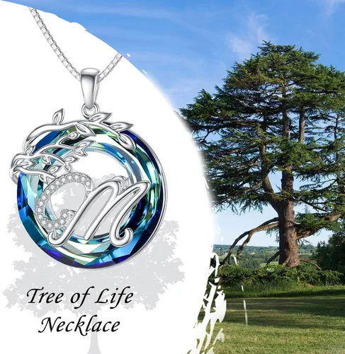 Miniatura 3 de TOUPOP Regalos para mujeres, collar con colgante de letra inicial de la A a la Z con círculo azul, joyería de cristal para mujeres, su madre