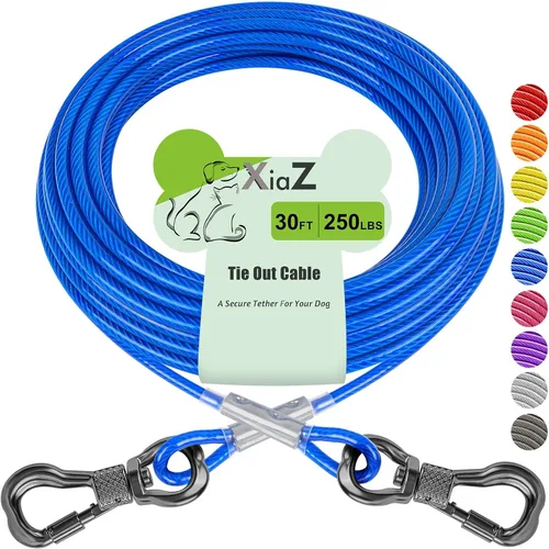 Miniatura 11 de XiaZ Cable de Amarre para Perros, Correas de Perro para Patio a Prueba de Masticación, Cable de Amarre Resistente para Perros Grandes de hasta 250