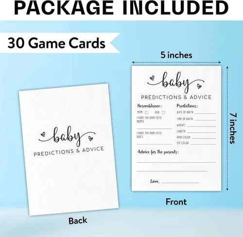 Miniatura 2 de Juego de cartas minimalistas para baby shower, consejos para nuevos padres, fiesta de revelación de género, juego de 30 -A01