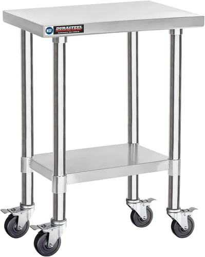 Miniatura 50 de DuraSteel Carrito de acero inoxidable NSF de 30 x 72 pulgadas, mesa de preparación de alimentos resistente con estante inferior, isla de cocina