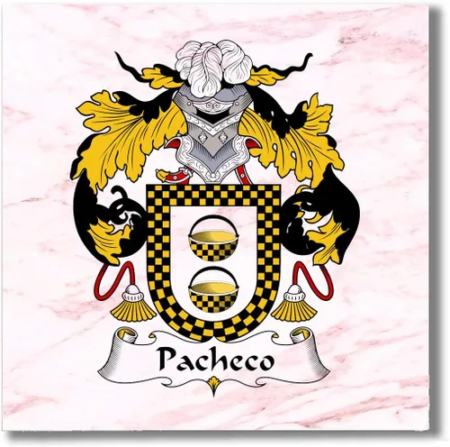 Miniatura 4 de Carpe Diem Designs Pacheco Family Crest/Coat of Arms Ceramic Tile for Coaster, Hot Plate, Trivet or Decorative Accent