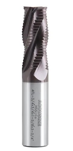 Accusize Industrial Tools Fresa de Extremo de Desbaste M42 8% Cobalto TiAlN Diente Estándar, 3/4'' por 3/4'' por 1-5/8'' Longitud Flt, 1102-0034