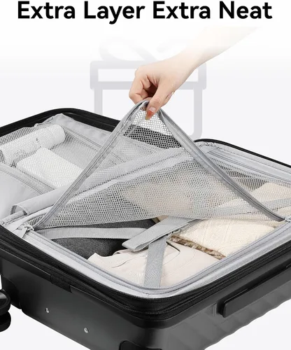 Miniatura 6 de LUGGEX Equipaje de mano 22 x 14 x 9 aprobado por aerolíneas - Maleta rígida expandible 100% policarbonato con ruedas giratorias, negro-pistola, Todo