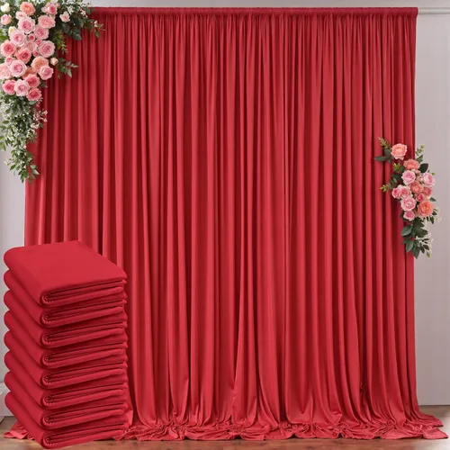 Miniatura 103 de Cortinas de telón de fondo blanco de 30 pies x 8 pies para fiestas de boda, 6 paneles de 5 pies x 8 pies, cortinas de fotografía de poliéster sin