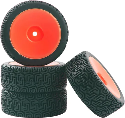 Miniatura 8 de Llantas hexagonales RC de 0.472 in y neumáticos de goma compatibles con HSP Tamiya HPI Kyosho 1/10 On-Road Touring Car WLtoys 1/14 144001 Traxxas