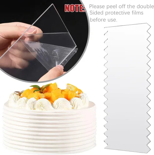 Miniatura 3 de JOERSH 4 raspadores acrílicos para tartas, peines transparentes, glaseado, crema de mantequilla, borde más suave para decoración de crema