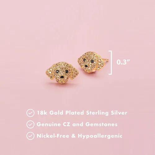 Miniatura 6 de Regalos para el día de San Valentín para ella Aretes de raza de perro SCAMPER & CO para mujeres y niñas Diseño de cachorro de piedra preciosa