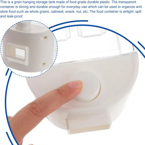 Miniatura 5 de DOITOOL Recipiente de almacenamiento montado en la pared, dispensador hermético de cereales de 33.3 onzas con diseño colgante para organización