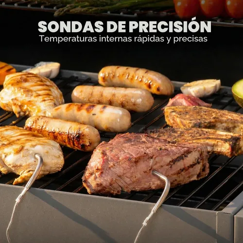 Miniatura 4 de Feasto - Parrilla de carbón resistente de 30 pulgadas, control digital de temperatura y 2 sondas para carne Outdoor BBQ Grill with Offset Smoker