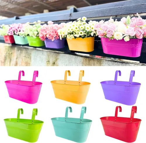 Miniatura 12 de LaLaGreen - Maceta colgante para exteriores (11.2 pulgadas, paquete de 6) rosa claro, morado claro, turquesa, rosa neón, amarillo, naranja, caja