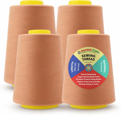Miniatura 120 de Mandala Crafts 4 Pack of Serger Threads Cones Spools - 20S/2 24000 Yards Polyester Baby Blue Threads for Sergers Machine and Overlock Quilting