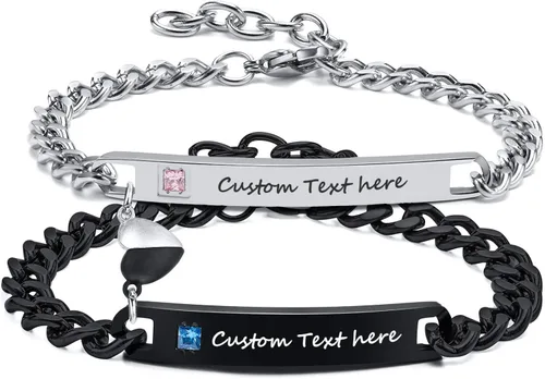 MEALGUET - Pulseras magnéticas personalizadas para parejas de atracción mutua, pulseras de identificación trenzadas con nombre, conjunto de pulseras