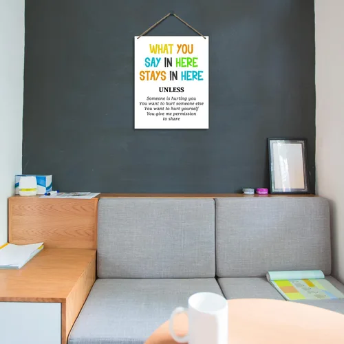 Miniatura 3 de Terapia de salud mental para oficina, decoración de pared colgante de madera, energía positiva, afirmaciones positivas, decoración de pared