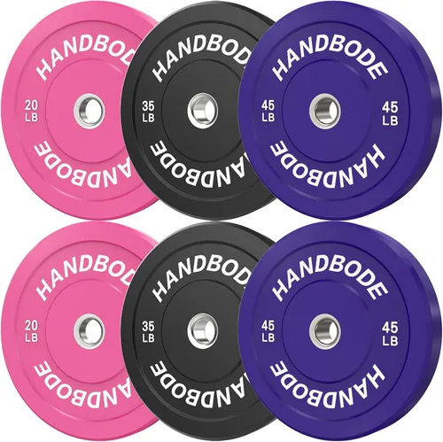 Miniatura 12 de HANDBODE Juego de discos de peso de 2 pulgadas de alto rebote, juego de discos olímpicos de 45/100/160/190/260/300 libras, juego de discos