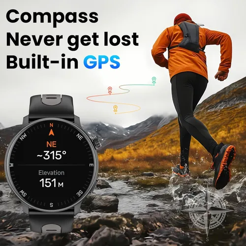 Miniatura 4 de Reloj inteligente para hombres y mujeres GPS, 1.43 pulgadas AMOLED Smartwatch con brújula/barómetro/altímetro 100+ rastreador de fitness deportivo