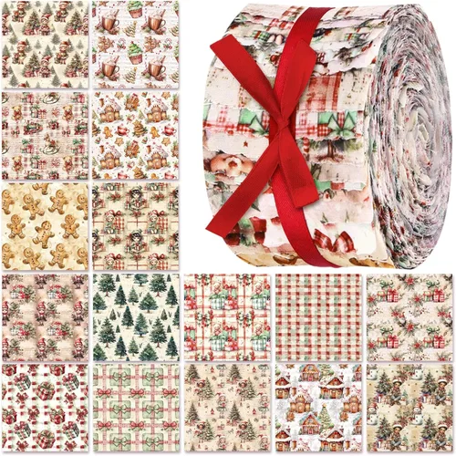 Miniatura 18 de Ganeen 100 piezas de rollo de tela para acolchado floral rosa y morado, cuadrados de tela de 2.56 pulgadas, tiras de tela de jalea precortadas
