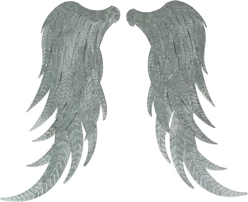 Miniatura 11 de Zeckos Escultura de pared de corazón y alas de ángel de metal galvanizado rústico galvanizado, decoración artística colgante para baños, dormitorios