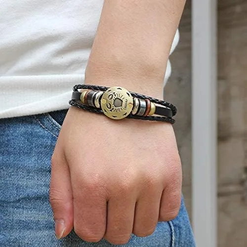 Miniatura 2 de Pulsera de cuero trenzado a mano con 12 cuentas de constelación para hombre estilo retro 2
