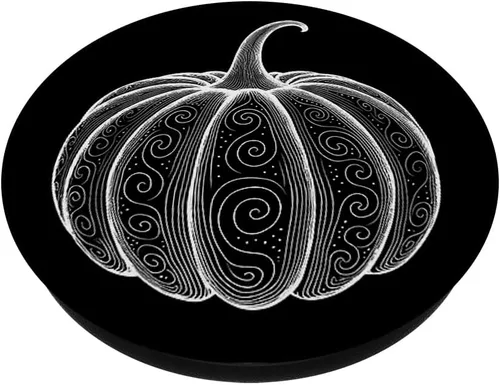 Miniatura 2 de Arte de línea minimalista de remolinos de calabaza - Sutiles PopSockets MagSafe PopGrip para iPhone