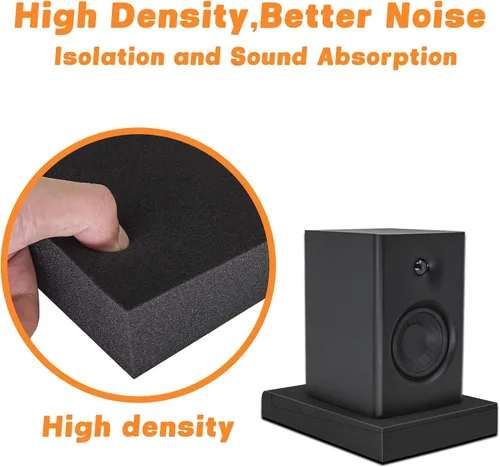 Miniatura 6 de Paquete de 2 almohadillas de aislamiento para monitor de estudio para altavoces de 5 a 6 pulgadas, aislamiento acústico, espuma de estudio, evita