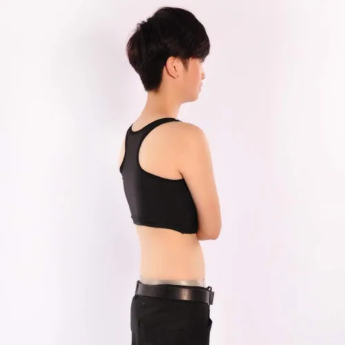Miniatura 3 de BaronHong Mujeres Lesbianas Tomboy Zip Up Tank Top Chaleco Pecho Binder Vendaje más fuerte