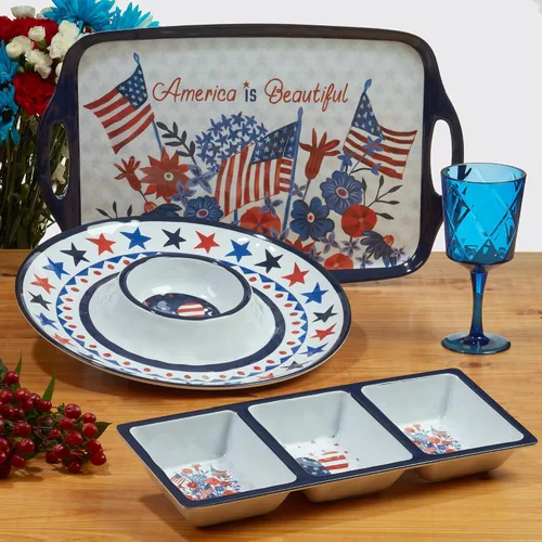 Miniatura 5 de Certified International Stars & Stripes - Plato de melamina de 11 pulgadas, juego de 6