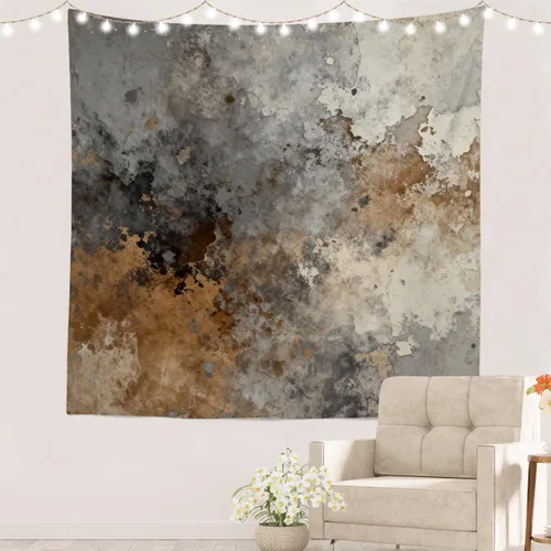 Miniatura 33 de Batmerry Tapiz azul y blanco, tapiz abstracto de pintura azul, negro, gris y blanco, para sala de estar, dormitorio, pared, decorativo, 51.2 x 59.1