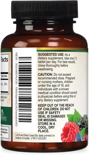 Miniatura 8 de Vitamina D3 5000 UI (125 mcg) por porción, vitamina D extra fuerte masticable para apoyo inmunológico, suplementos para huesos, dientes y músculos